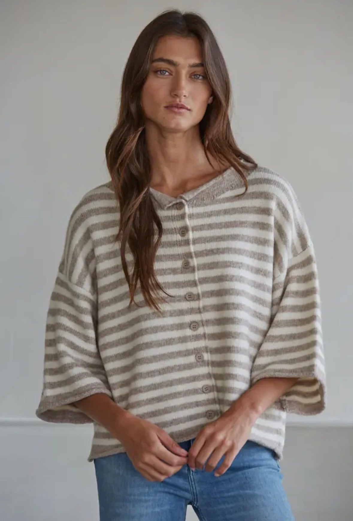 STRIPED BROWN MINI TOP