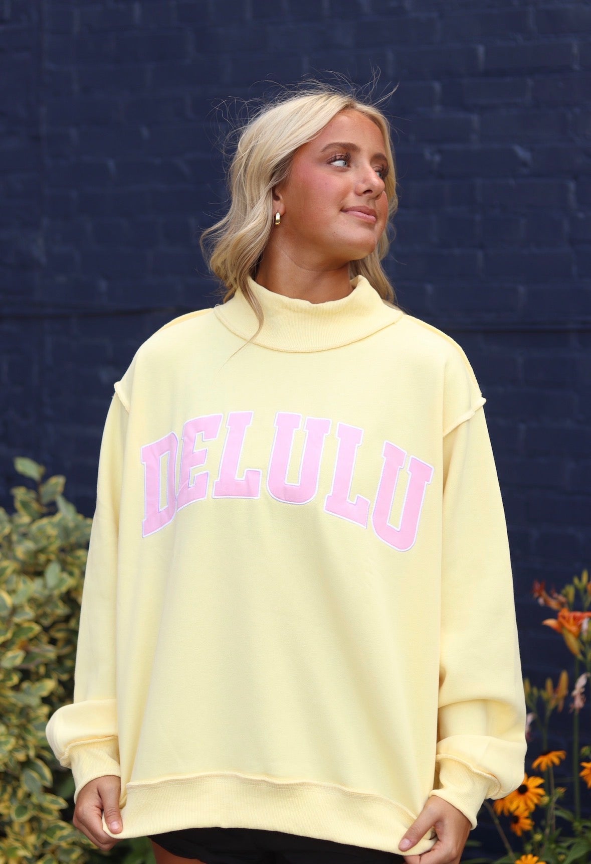 DELULU EMBROIDERED MOCK NECK