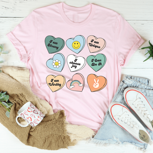 Candy Hearts Affirmations T-Shirt