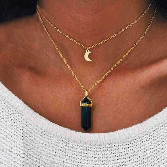 Crescent & Crystal Necklace
